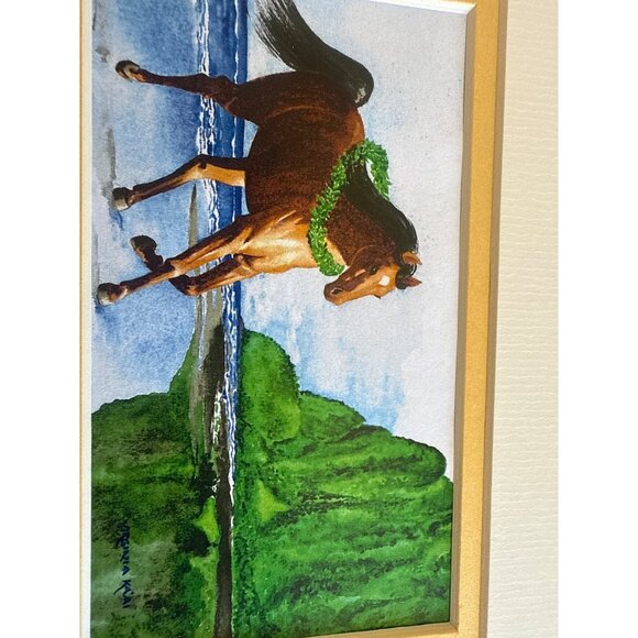 Hawaiian Horse Print "Holau O Waiulau" By Artist Jim Warren In 5"x7" White Distr - Picture 5 of 7